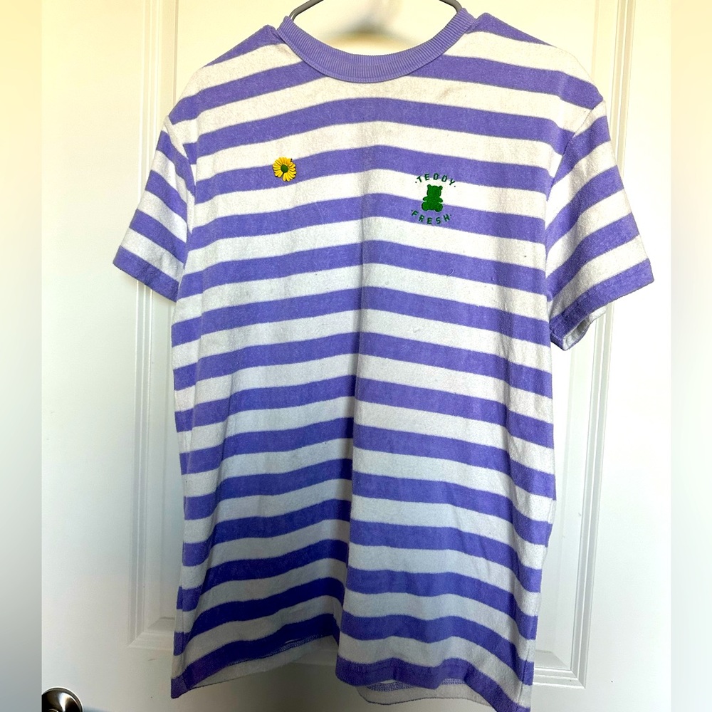 Teddy Fresh size S terry fabric T-shirt with pin oversized fit